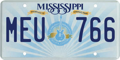 MS license plate MEU766