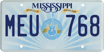 MS license plate MEU768