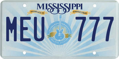 MS license plate MEU777