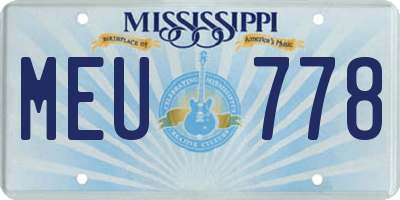 MS license plate MEU778
