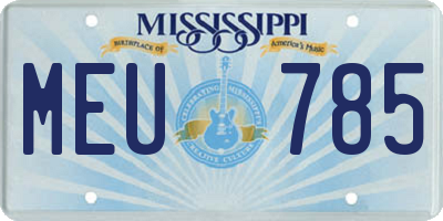MS license plate MEU785