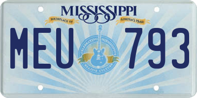 MS license plate MEU793