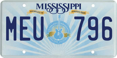 MS license plate MEU796