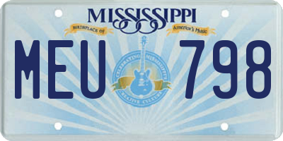 MS license plate MEU798