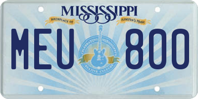 MS license plate MEU800