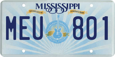 MS license plate MEU801