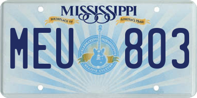 MS license plate MEU803
