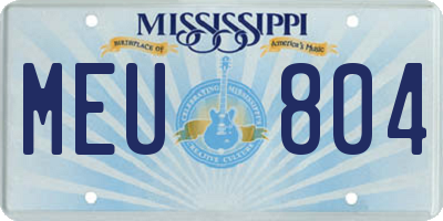 MS license plate MEU804