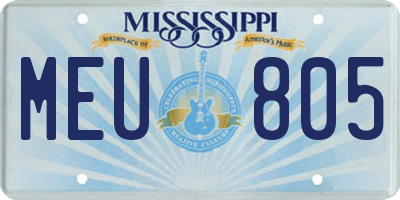 MS license plate MEU805
