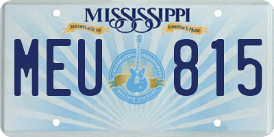 MS license plate MEU815