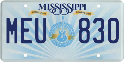 MS license plate MEU830