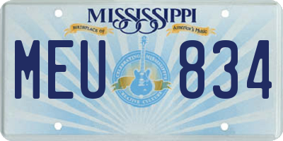 MS license plate MEU834