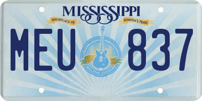 MS license plate MEU837