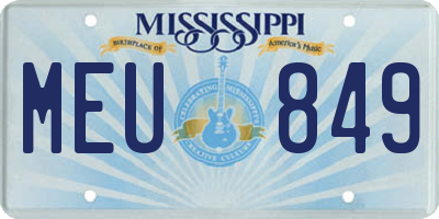 MS license plate MEU849