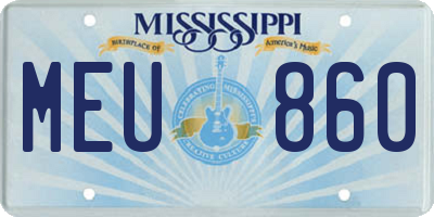 MS license plate MEU860