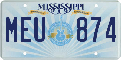 MS license plate MEU874