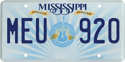 MS license plate MEU920