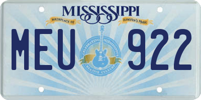 MS license plate MEU922