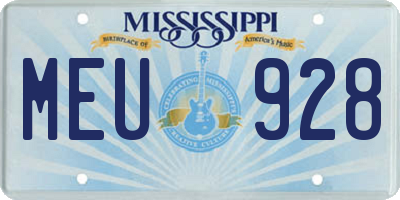 MS license plate MEU928