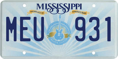 MS license plate MEU931