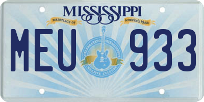 MS license plate MEU933