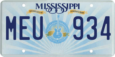 MS license plate MEU934