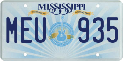 MS license plate MEU935
