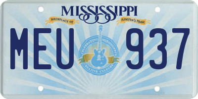 MS license plate MEU937