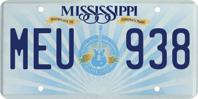 MS license plate MEU938