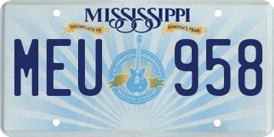 MS license plate MEU958