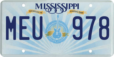 MS license plate MEU978