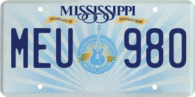 MS license plate MEU980