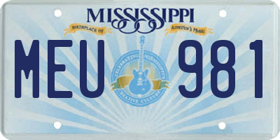 MS license plate MEU981