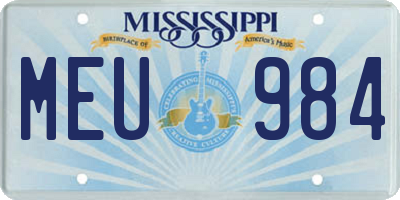 MS license plate MEU984