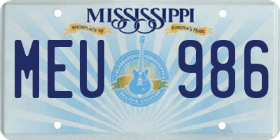 MS license plate MEU986
