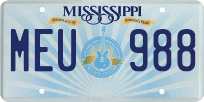 MS license plate MEU988