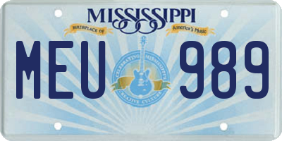 MS license plate MEU989