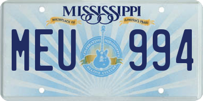 MS license plate MEU994