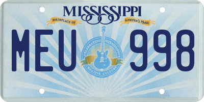 MS license plate MEU998