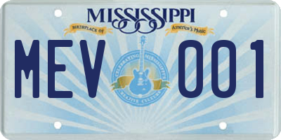 MS license plate MEV001