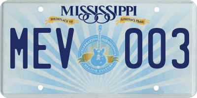 MS license plate MEV003