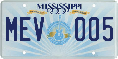 MS license plate MEV005
