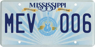 MS license plate MEV006