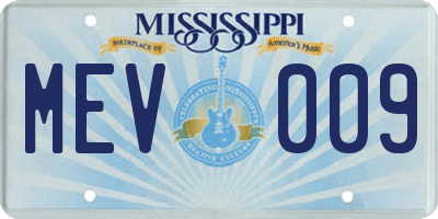 MS license plate MEV009