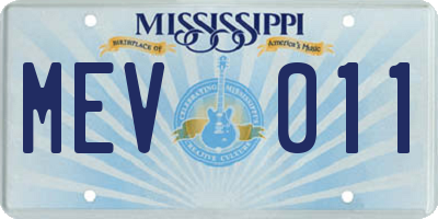 MS license plate MEV011