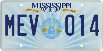 MS license plate MEV014