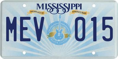 MS license plate MEV015