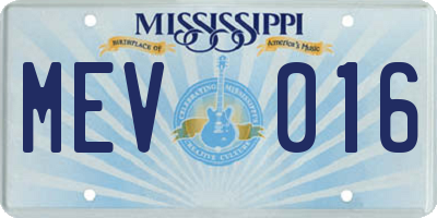 MS license plate MEV016