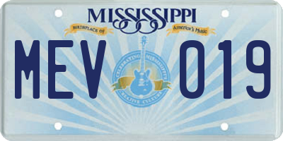 MS license plate MEV019