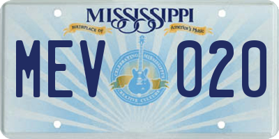 MS license plate MEV020